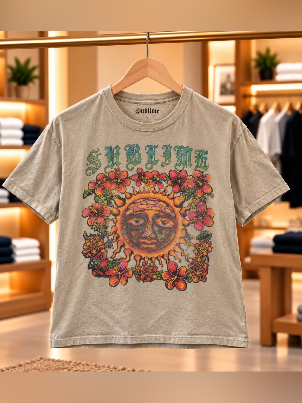 Sublime 40oz to Freedom Sun Floral Graphic T-Shirt Graphic Floral Tee Size